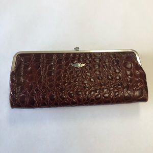 Consuela Brown Leather Foldover Clutch